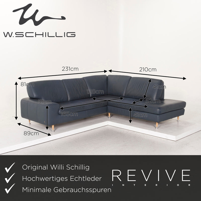 Willi Schillig Leder Ecksofa Blau Sofa Couch 