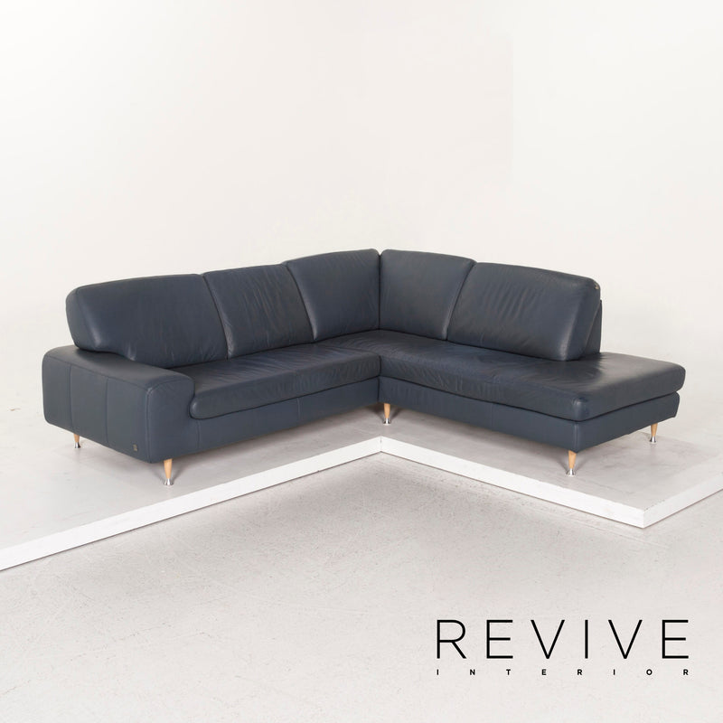 Willi Schillig Leder Ecksofa Blau Sofa Couch 