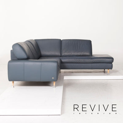 Willi Schillig Leder Ecksofa Blau Sofa Couch #12815
