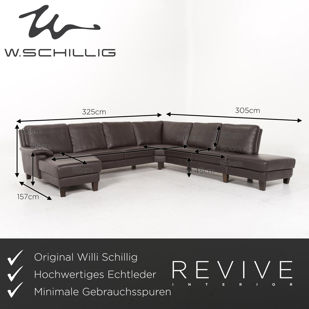 Willi Schillig Leder Ecksofa Braun Dunkelbraun Sofa Couch #13173