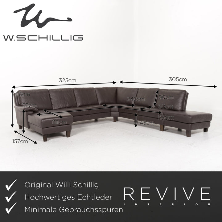 Willi Schillig Leder Ecksofa Braun Dunkelbraun Sofa Couch #13173