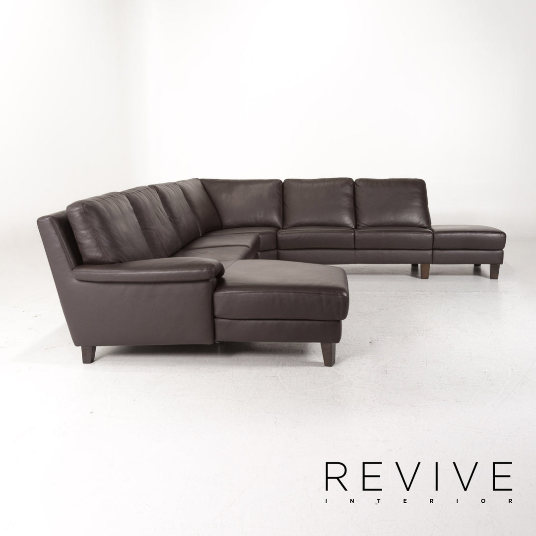 Willi Schillig Leder Ecksofa Braun Dunkelbraun Sofa Couch #13173