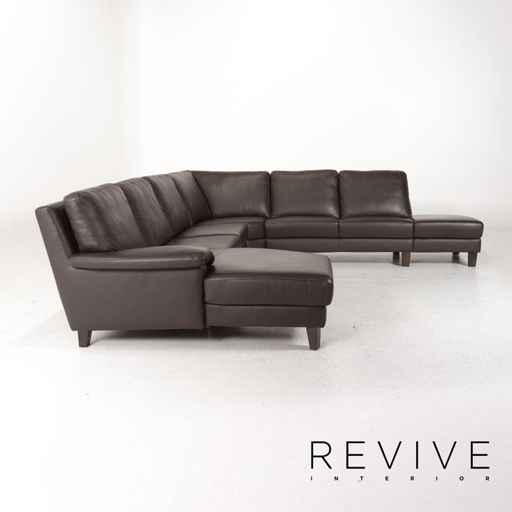 Willi Schillig Leder Ecksofa Braun Dunkelbraun Sofa Couch #13173
