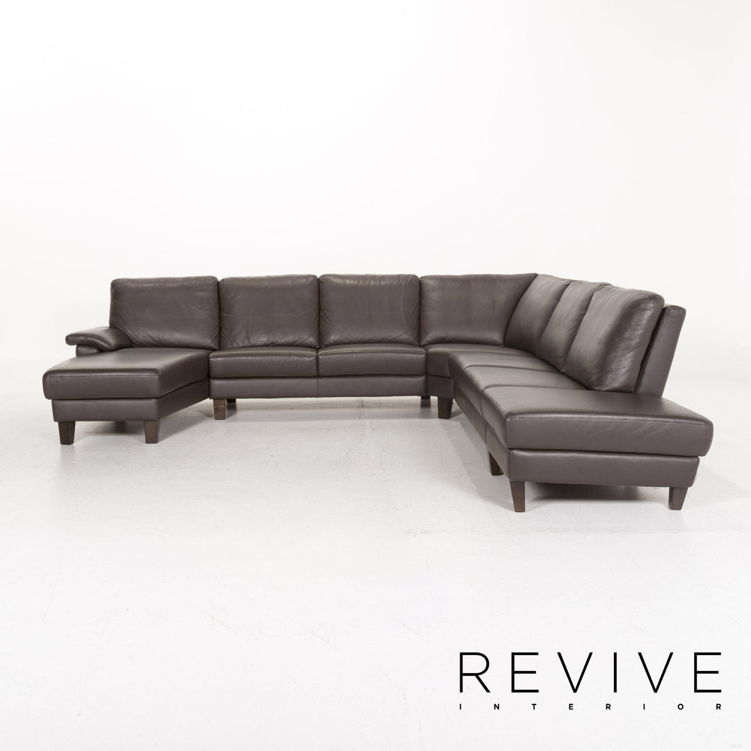 Willi Schillig Leder Ecksofa Braun Dunkelbraun Sofa Couch #13173