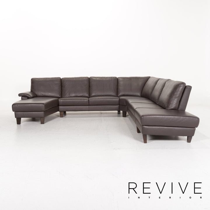 Willi Schillig Leder Ecksofa Braun Dunkelbraun Sofa Couch #13173