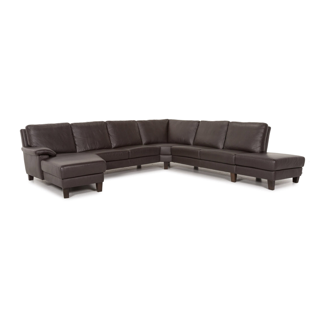 Willi Schillig Leder Ecksofa Braun Dunkelbraun Sofa Couch #13173
