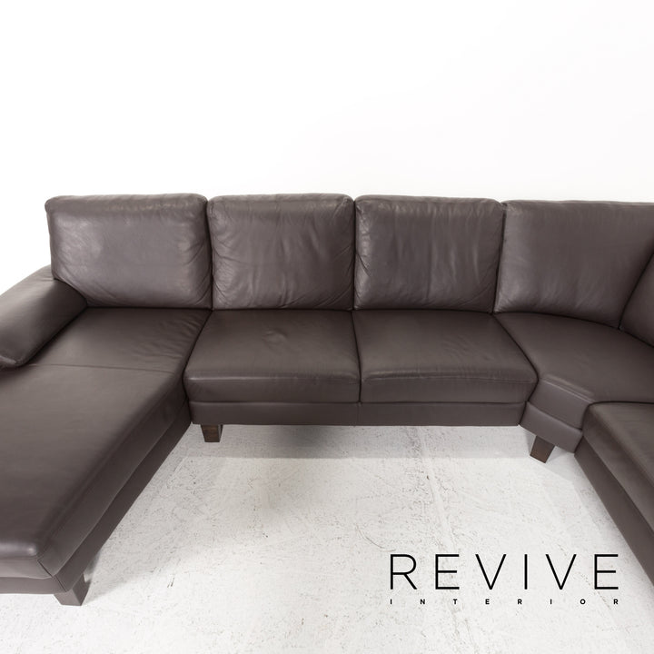 Willi Schillig Leder Ecksofa Braun Dunkelbraun Sofa Couch #13173