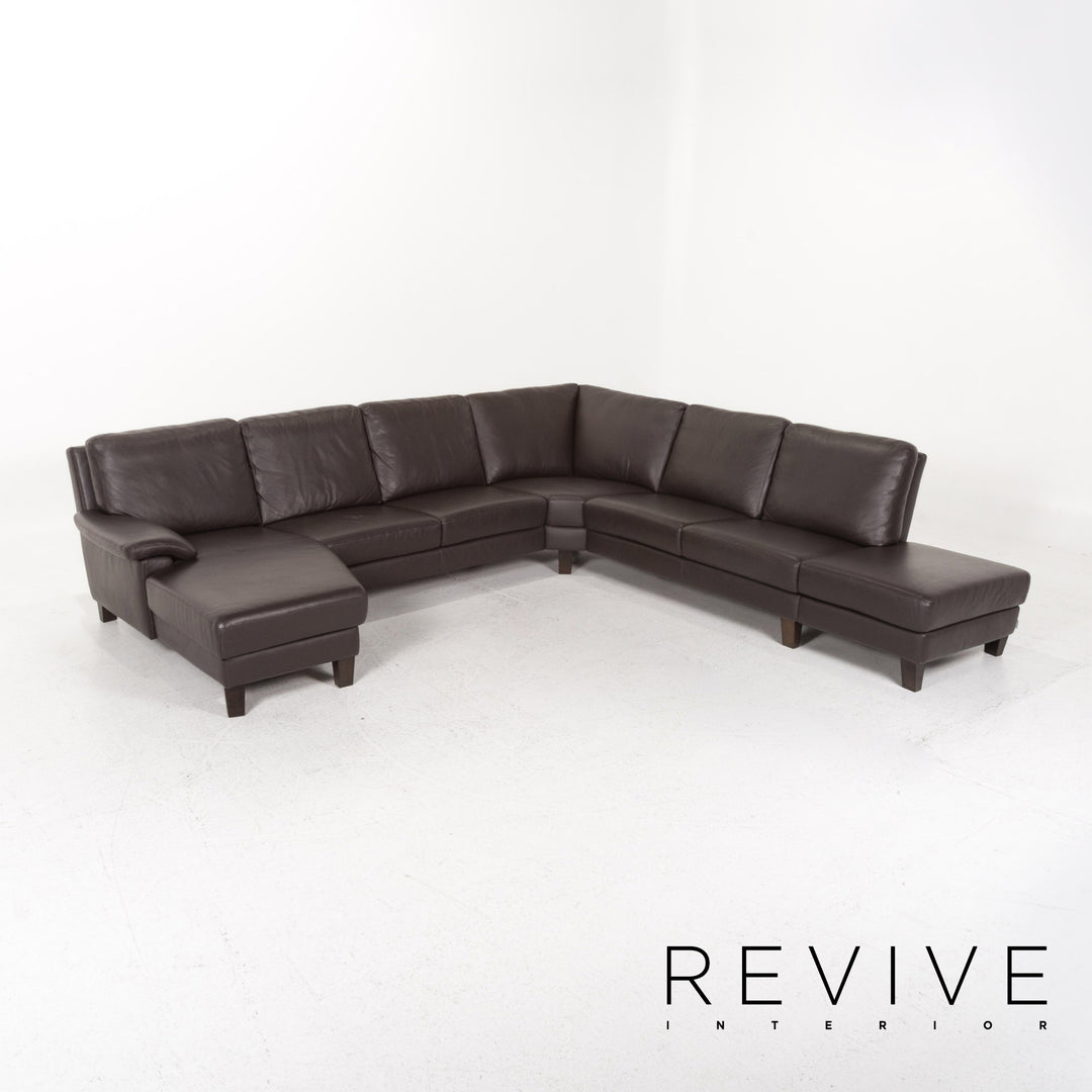 Willi Schillig Leder Ecksofa Braun Dunkelbraun Sofa Couch #13173