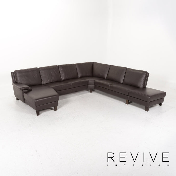 Willi Schillig Leder Ecksofa Braun Dunkelbraun Sofa Couch #13173