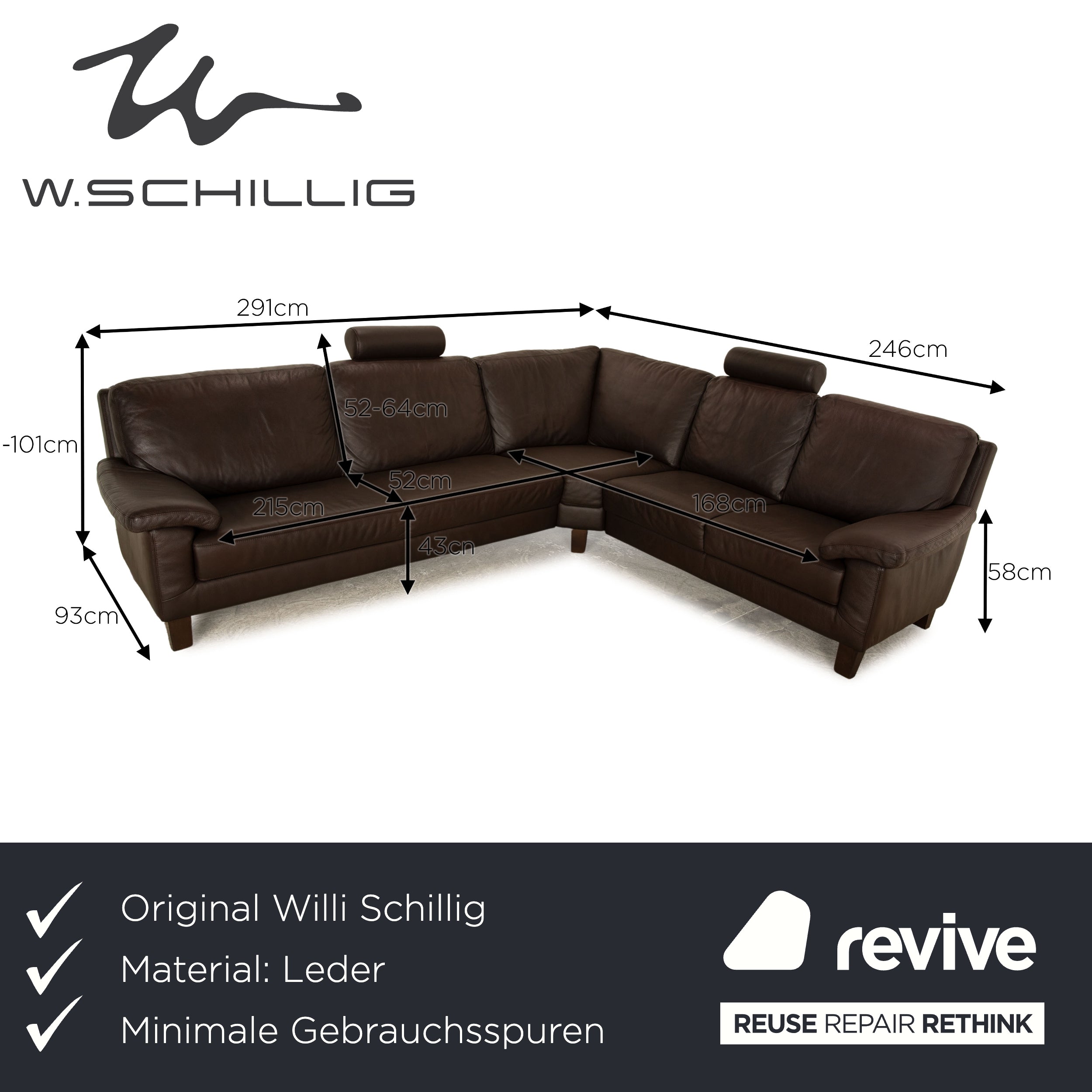 Willi Schillig Leather Corner Sofa Brown Sofa Couch