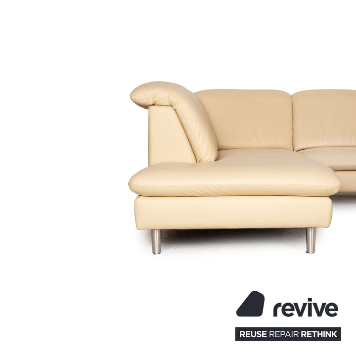 Willi Schillig leather corner sofa cream sofa couch function