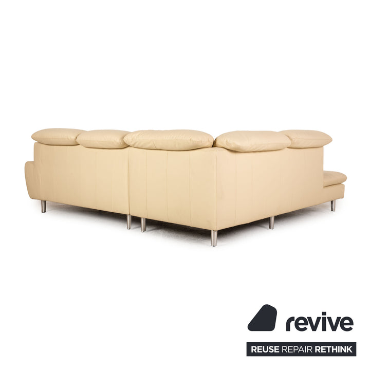 Willi Schillig leather corner sofa cream sofa couch function