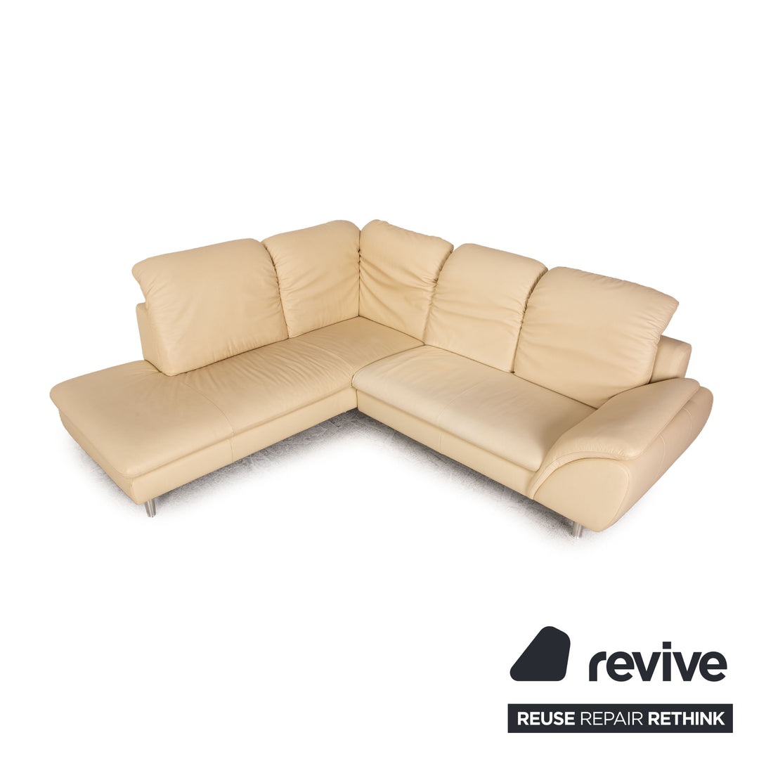 Willi Schillig leather corner sofa cream sofa couch function