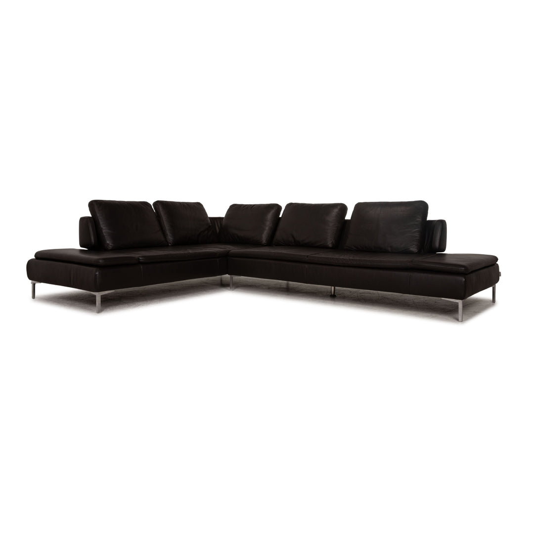 Willi Schillig Leather Corner Sofa Dark Brown Sofa Couch Function
