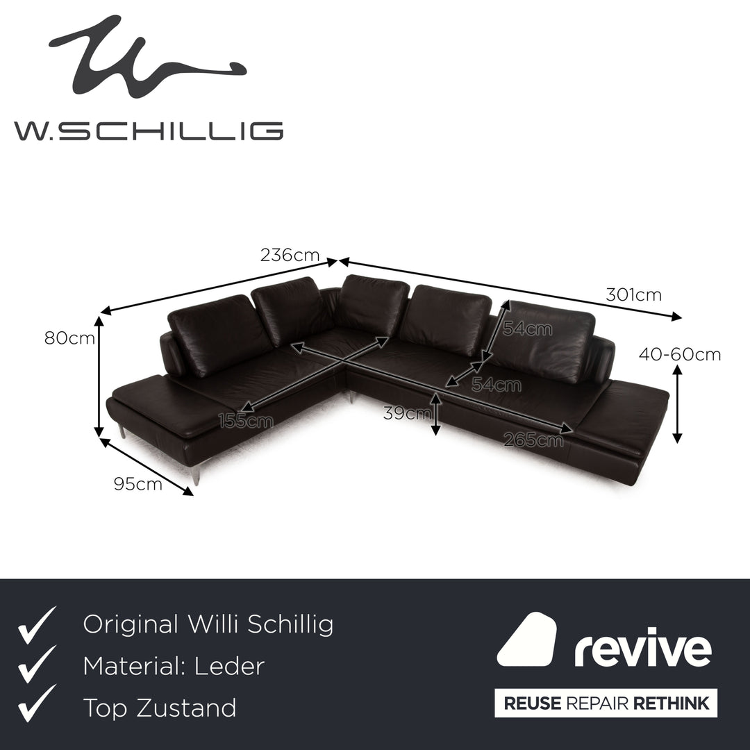 Willi Schillig Leather Corner Sofa Dark Brown Sofa Couch Function