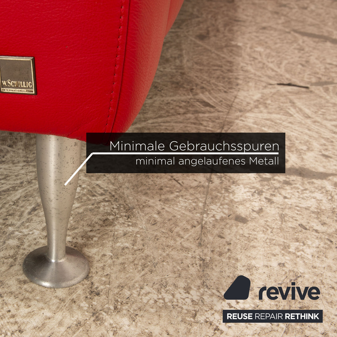 Willi Schillig Leather Corner Sofa Red Recamiere Right Sofa Couch