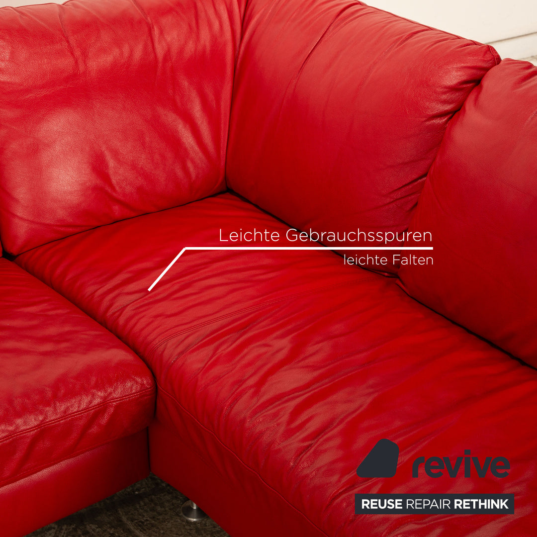 Willi Schillig Leather Corner Sofa Red Recamiere Right Sofa Couch