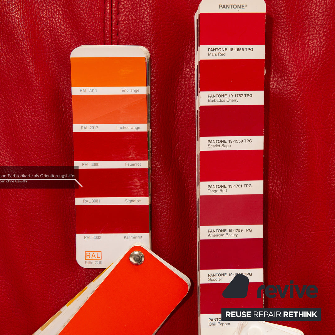 Willi Schillig Leather Corner Sofa Red Recamiere Right Sofa Couch