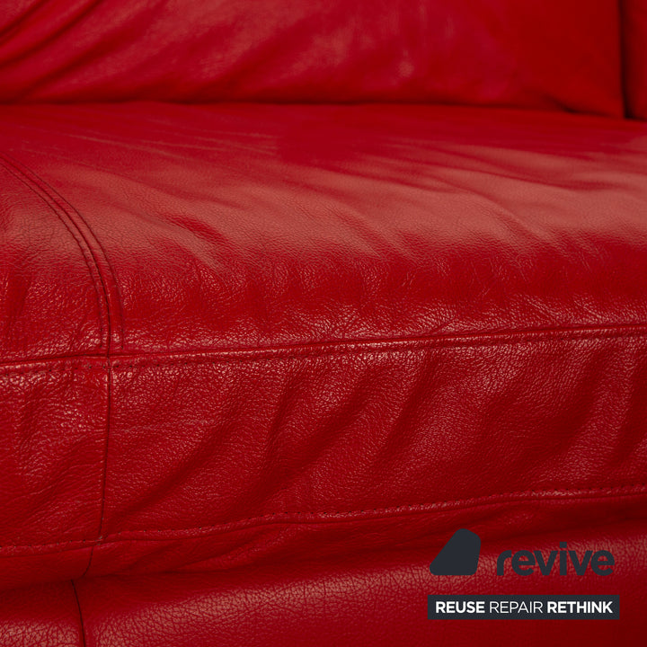 Willi Schillig Leather Corner Sofa Red Recamiere Right Sofa Couch