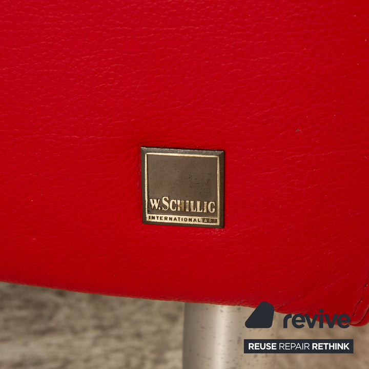 Willi Schillig Leather Corner Sofa Red Recamiere Right Sofa Couch