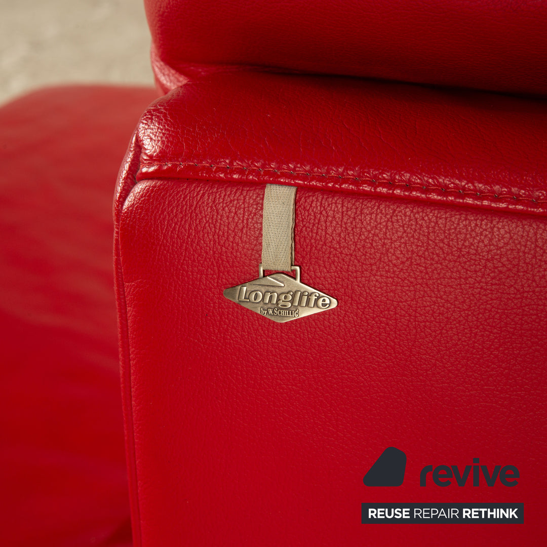 Willi Schillig Leather Corner Sofa Red Recamiere Right Sofa Couch