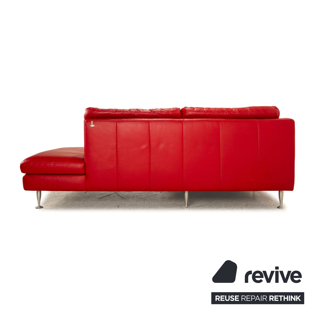 Willi Schillig Leather Corner Sofa Red Recamiere Right Sofa Couch