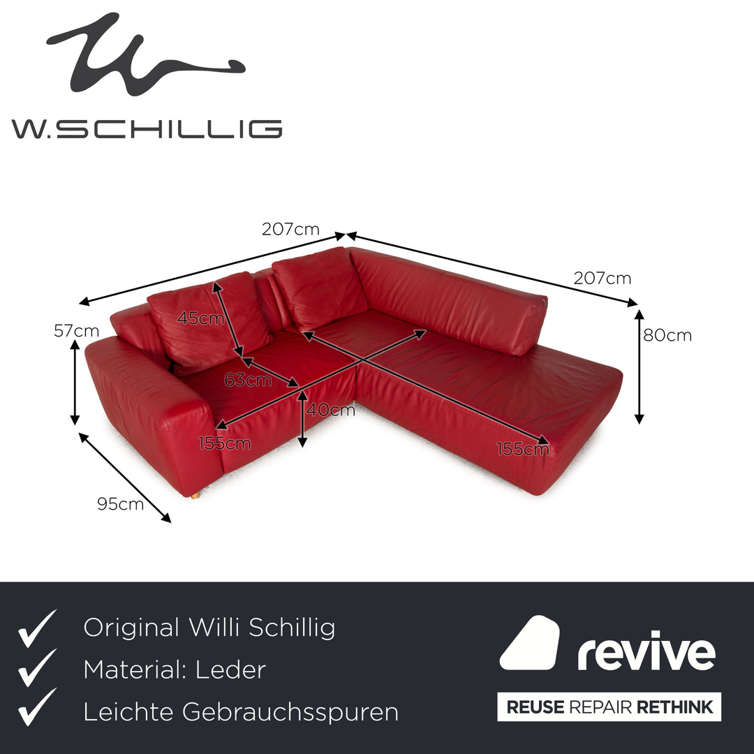 Willi Schillig Leder Ecksofa Rot Sofa Couch
