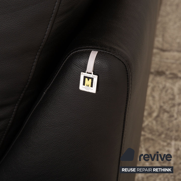 Willi Schillig Leather Corner Sofa Black Recamiere Right Sofa Couch