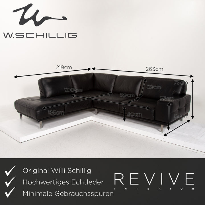 Willi Schillig Leder Ecksofa Schwarz Sofa Couch #14638