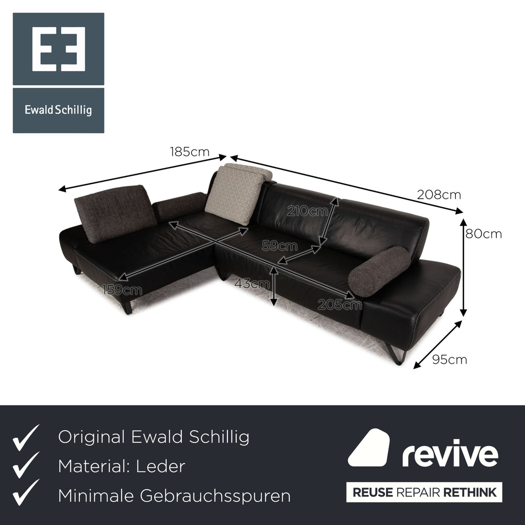 Willi Schillig Leather Corner Sofa Black Sofa Couch