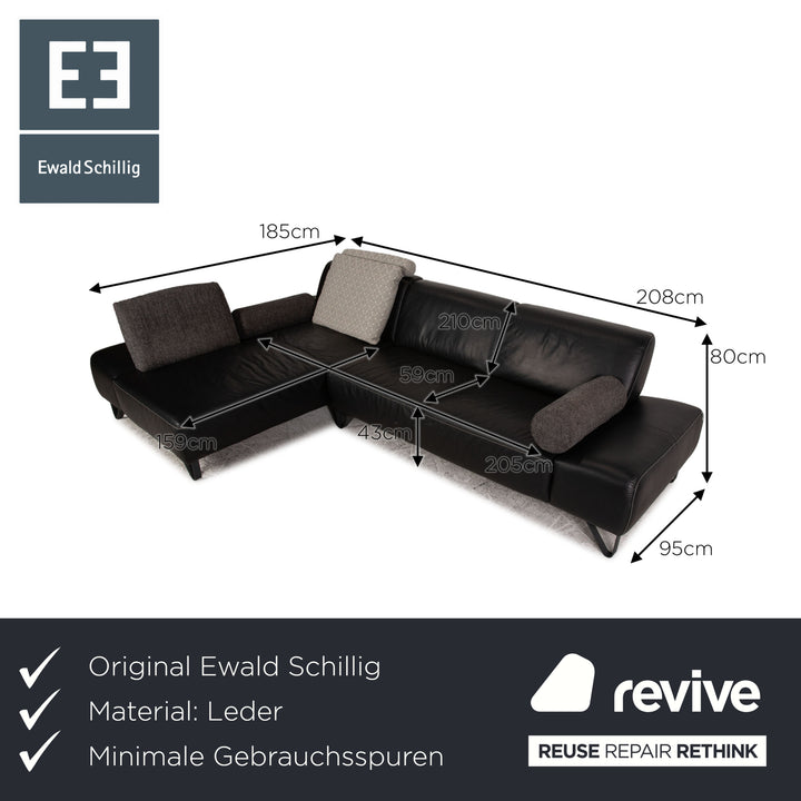 Willi Schillig Leather Corner Sofa Black Sofa Couch