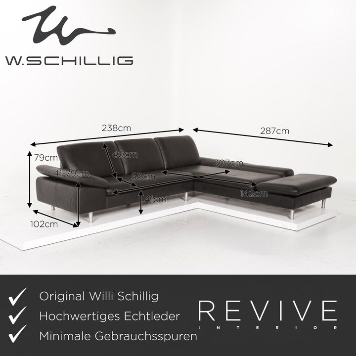 Willi Schillig Leder Ecksofa Schwarz Sofa Funktion Couch #13022