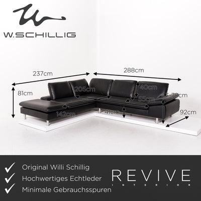 Willi Schillig Leder Ecksofa Schwarz Sofa Funktion Relaxfnktion Couch #12502
