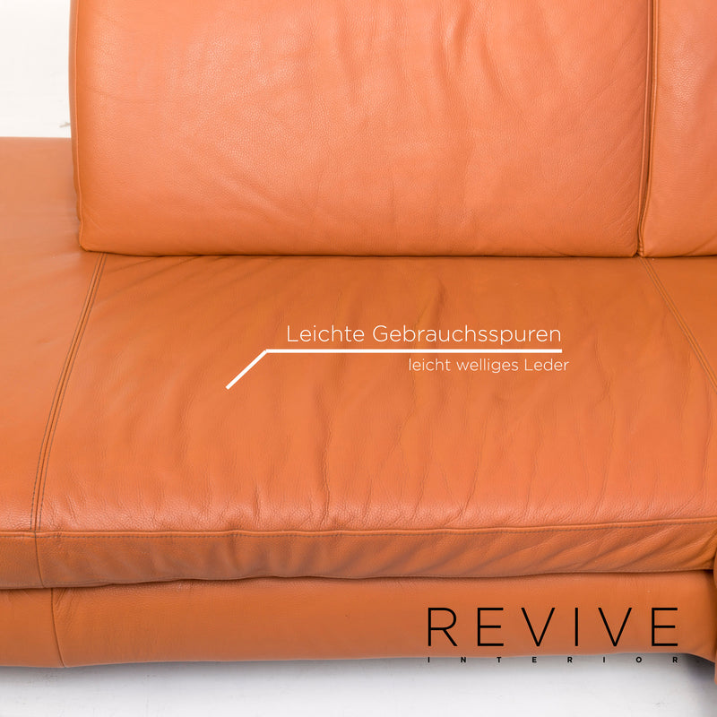 Willi Schillig Leder Ecksofa Terrakotta Orange Couch 