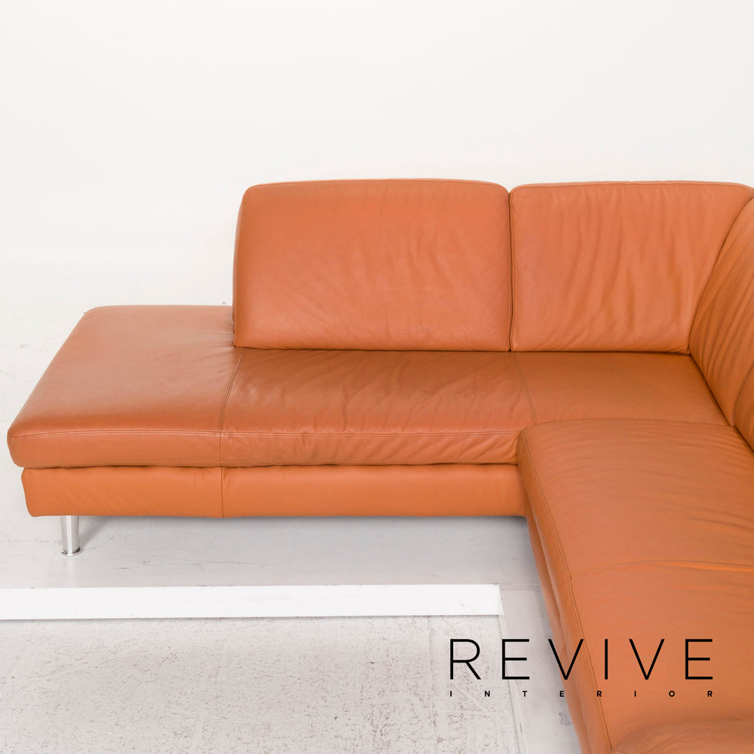 Willi Schillig Leather Corner Sofa Terracotta Orange Couch #12719