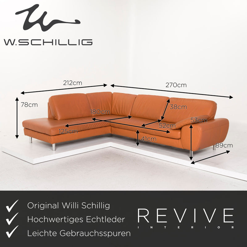Willi Schillig Leder Ecksofa Terrakotta Orange Couch 
