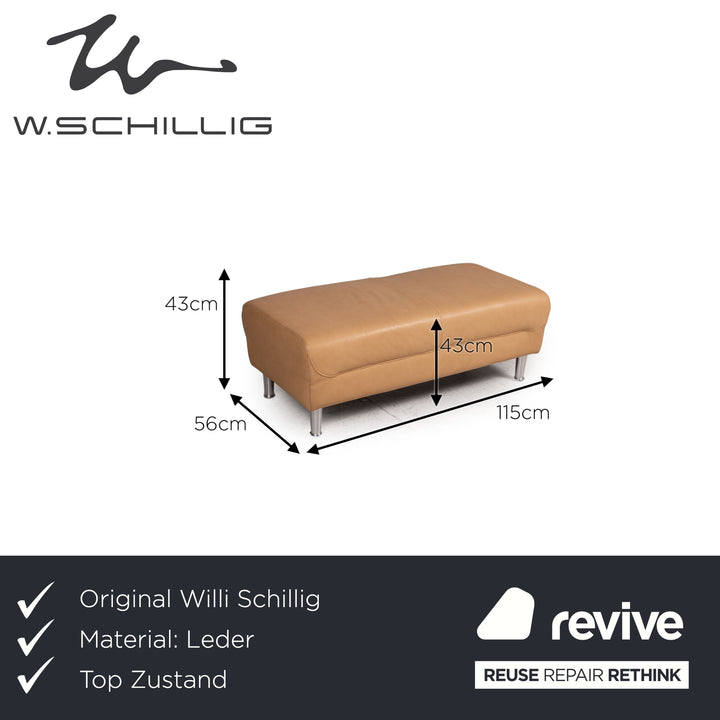Willi Schillig Leder Hocker Beige