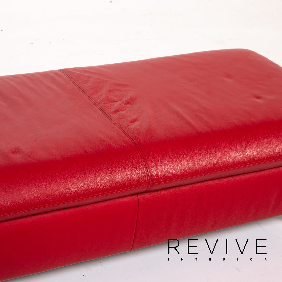 Willi Schillig Leather Stool Red Ottoman #14337