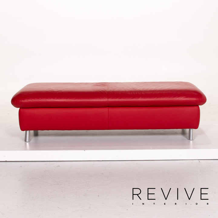 Willi Schillig Leather Stool Red Ottoman #14337
