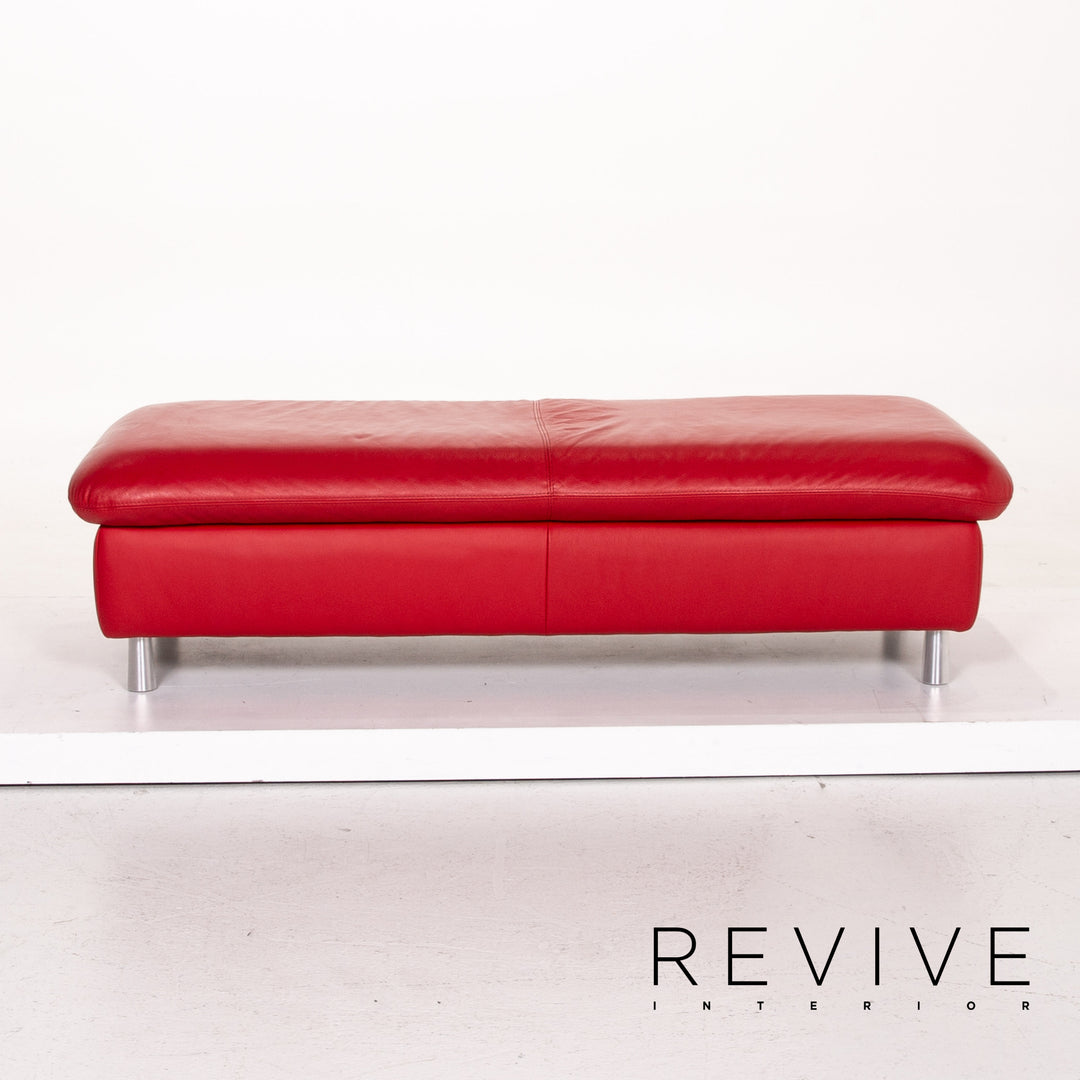Willi Schillig Leather Stool Red Ottoman #14337