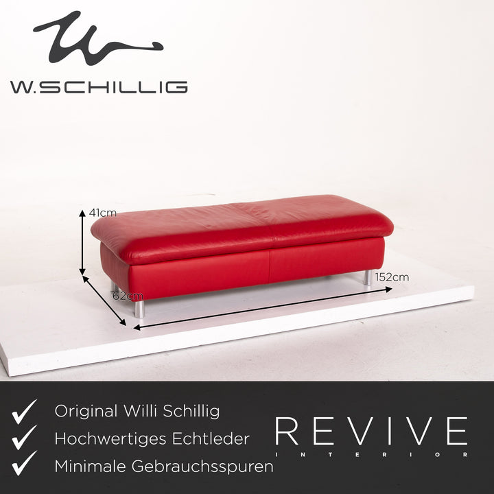 Willi Schillig Leather Stool Red Ottoman #14337