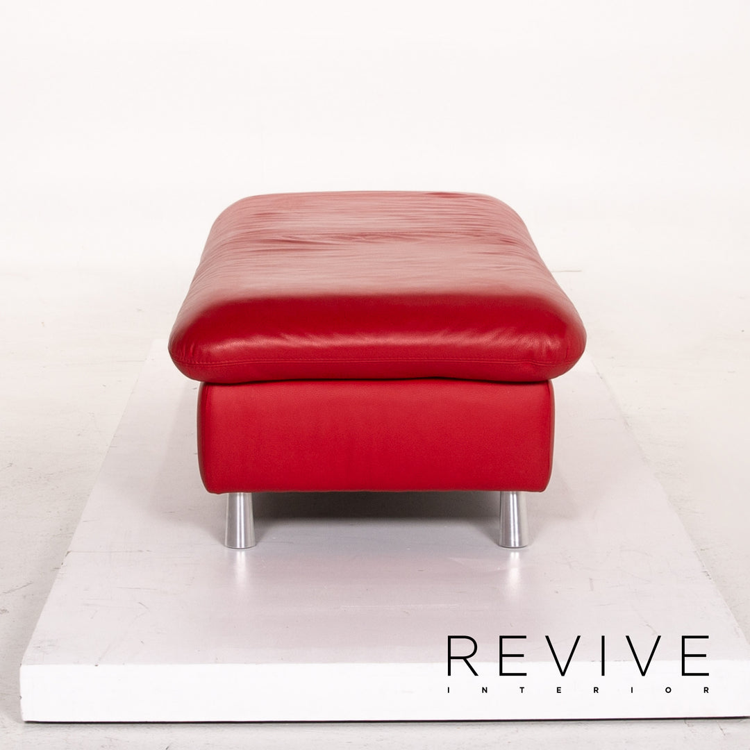 Willi Schillig Leather Stool Red Ottoman #14337