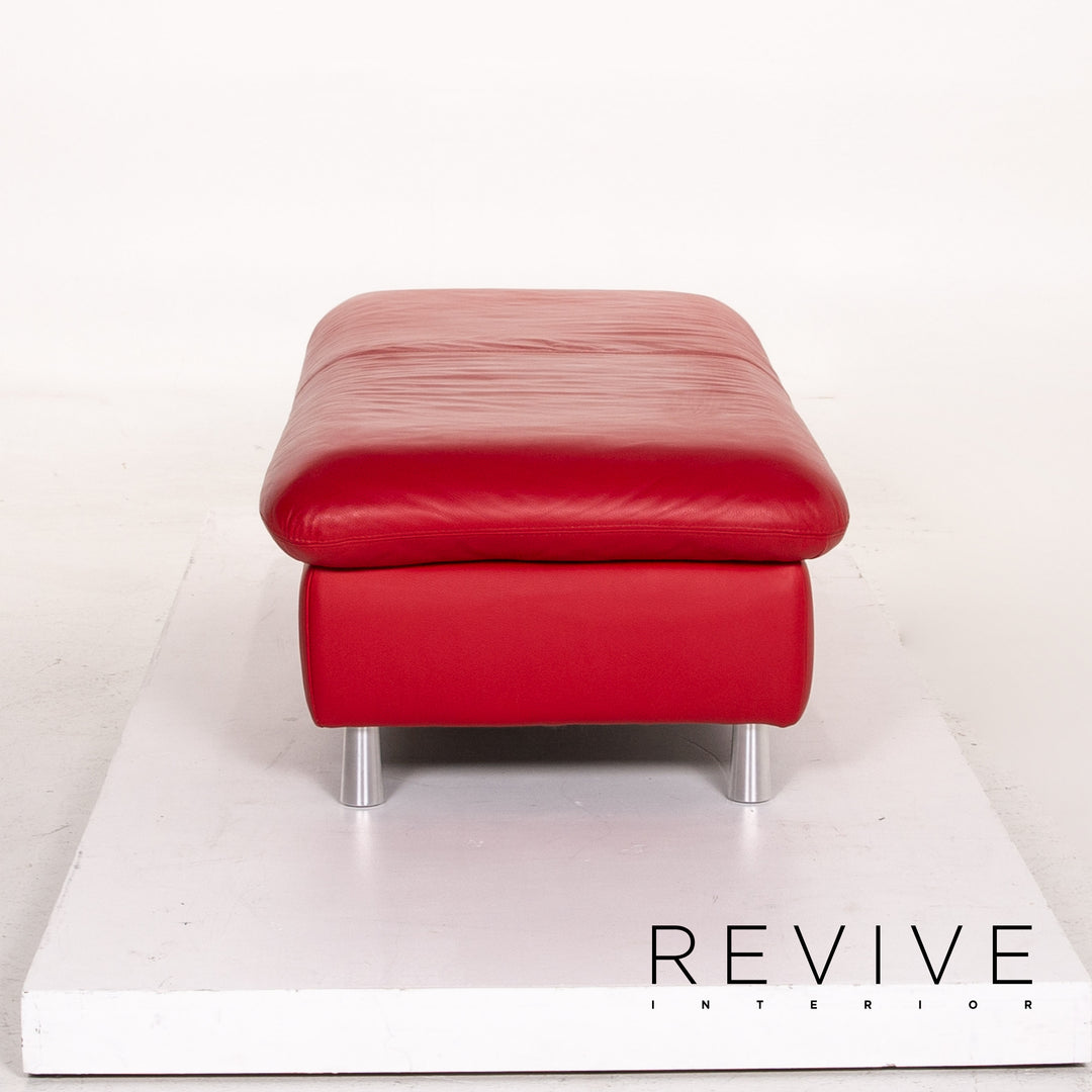 Willi Schillig Leather Stool Red Ottoman #14337