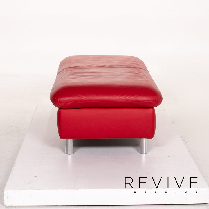 Willi Schillig Leather Stool Red Ottoman #14337