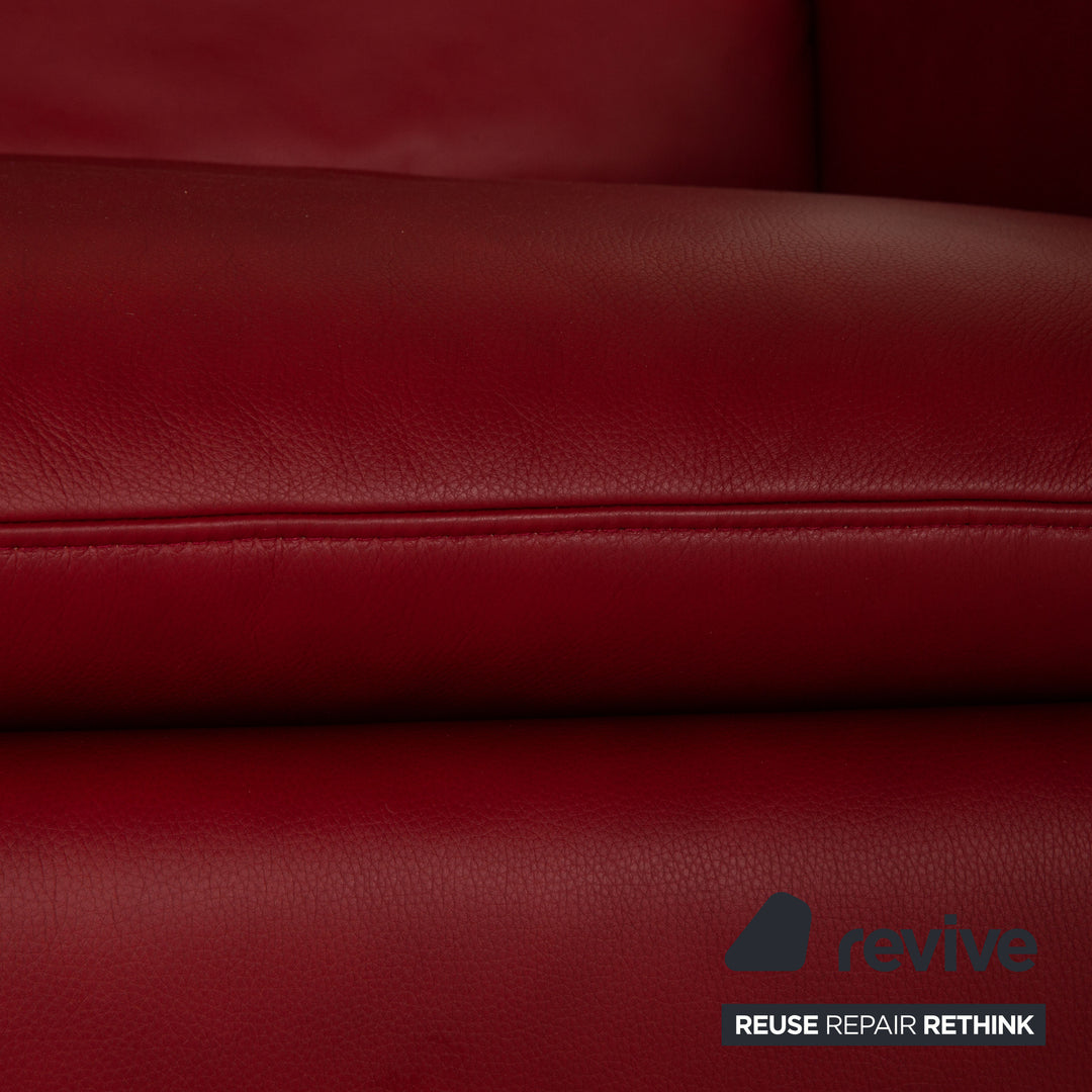 Willi Schillig leather armchair set red