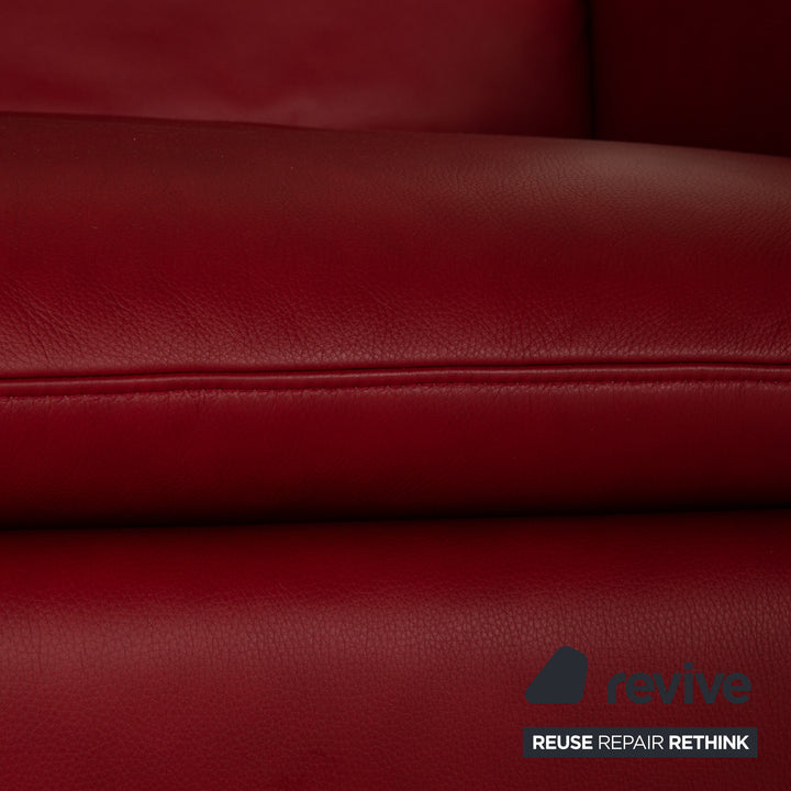 Willi Schillig leather armchair set red