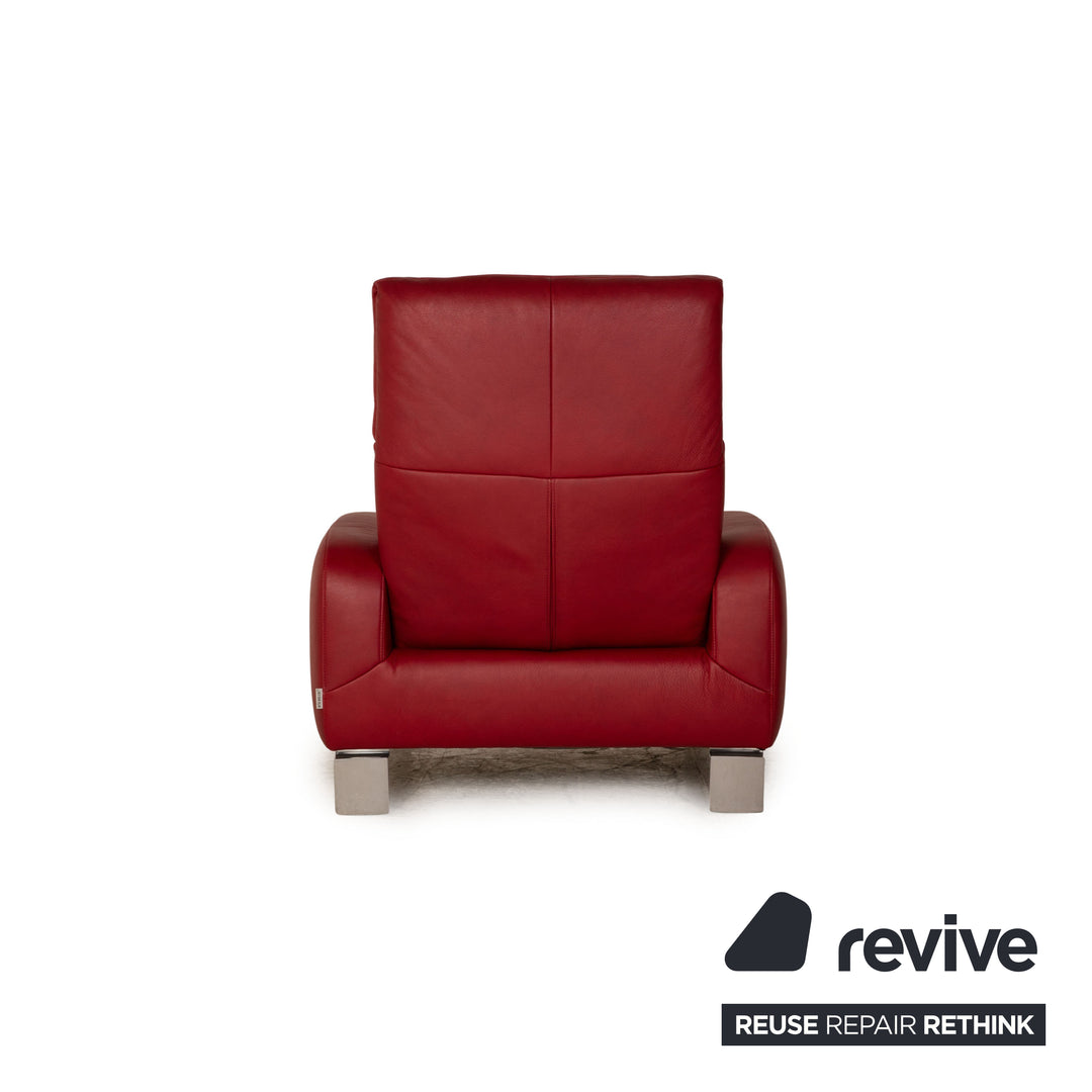 Willi Schillig leather armchair set red