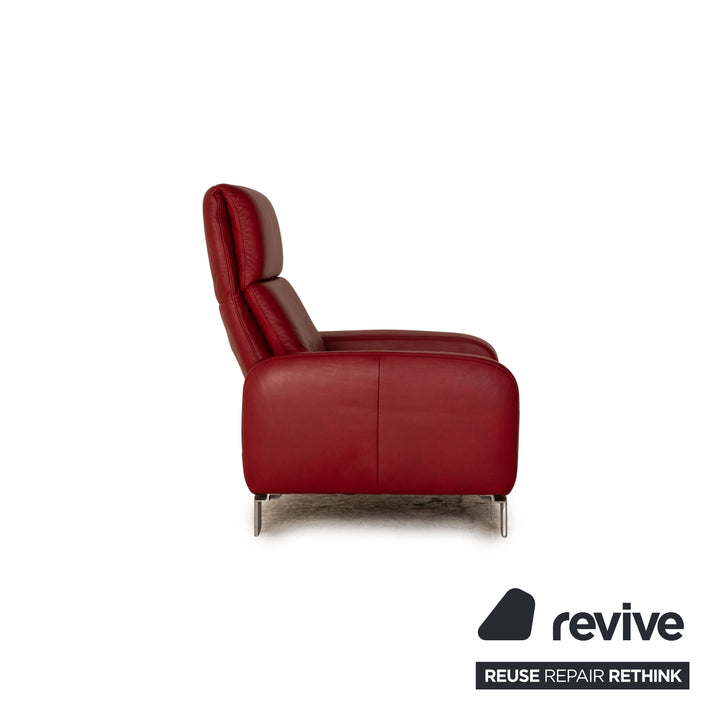 Willi Schillig leather armchair set red stool