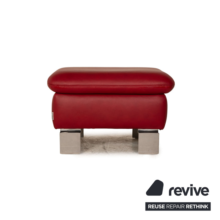 Willi Schillig leather armchair set red stool