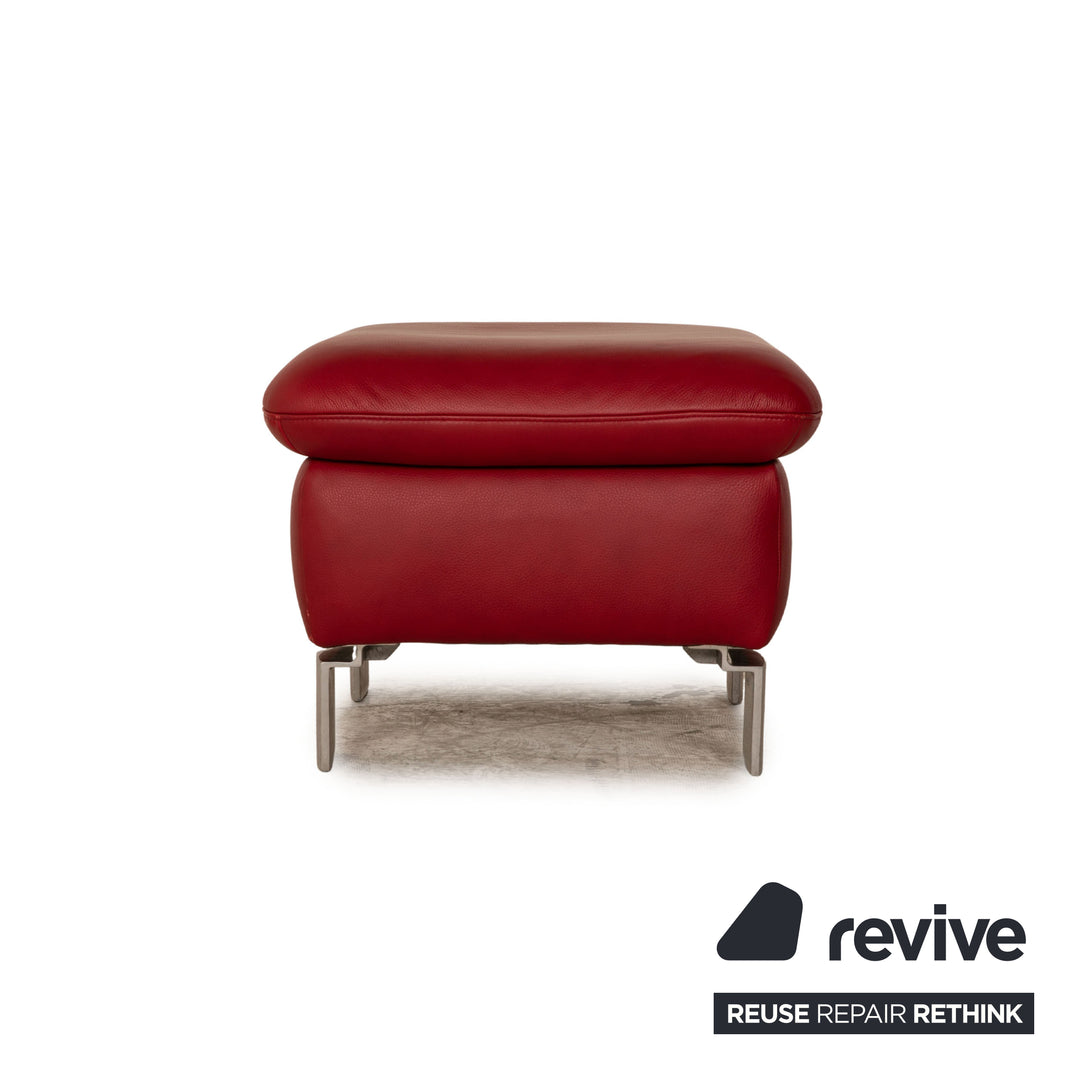 Willi Schillig leather armchair set red stool